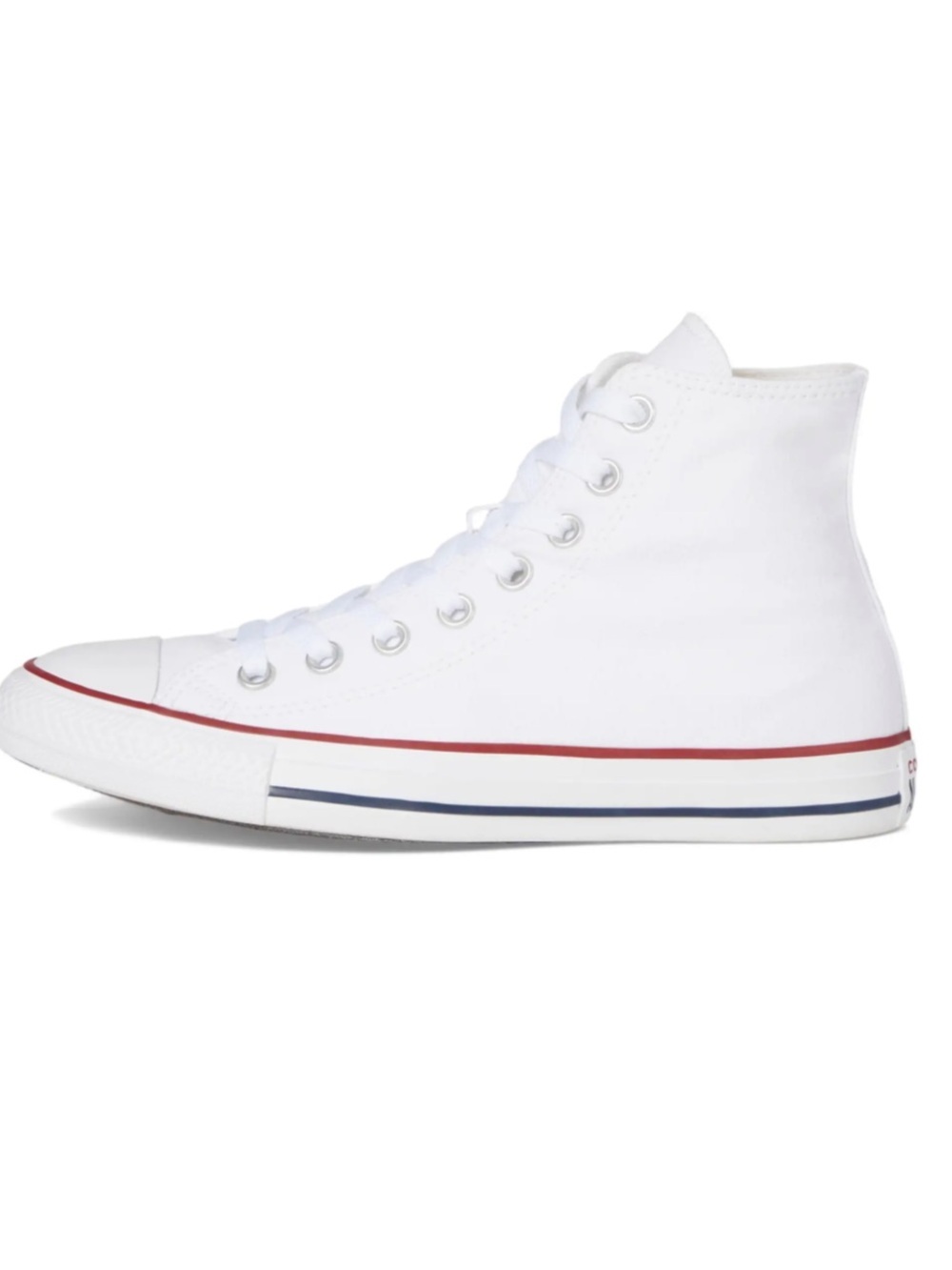 Converse High-Top Canvas Sneakers - White with Red & Blue Stripes